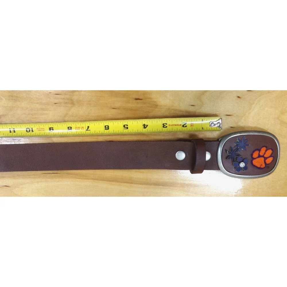 Legacy Brown‎ Leather Belt Size L with NCAA Clemson University Tiger Paw Buckle